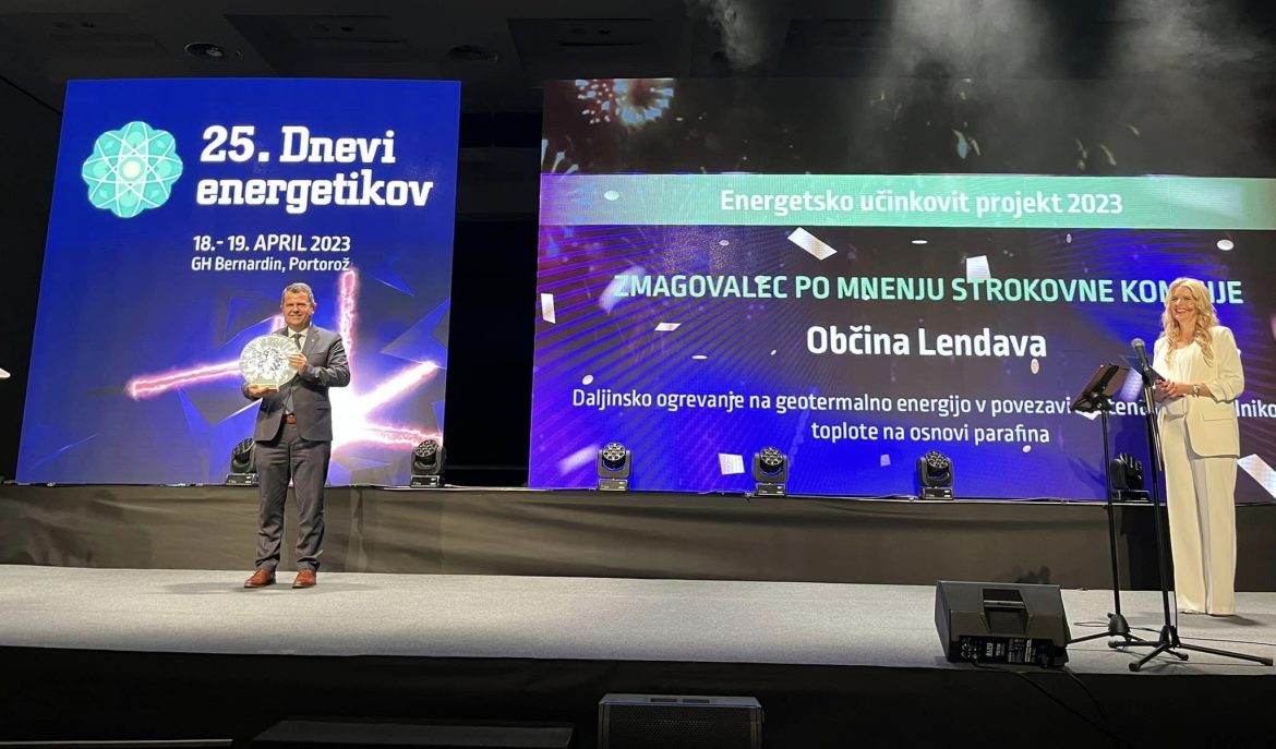 Občina Lendava prejela nagrado na 25. Dnevih energetike v Portorožu, 18.4.2023 (foto: fb Občina Lendava)